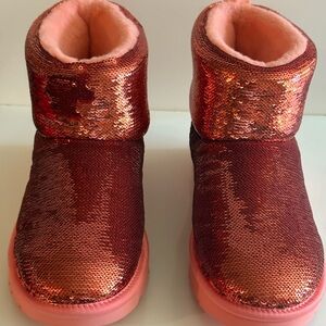 Sequin Orange/Bronze Kids Boots